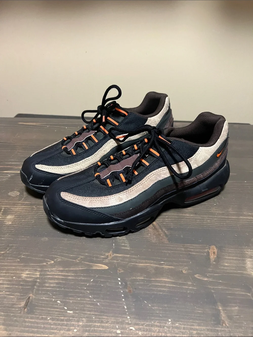 Nike Men’s Black, Beige and Orange Air Max 95 Sneakers